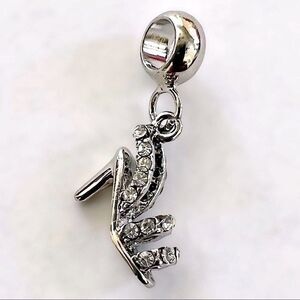 Silver Rhinestone High Heel Charm